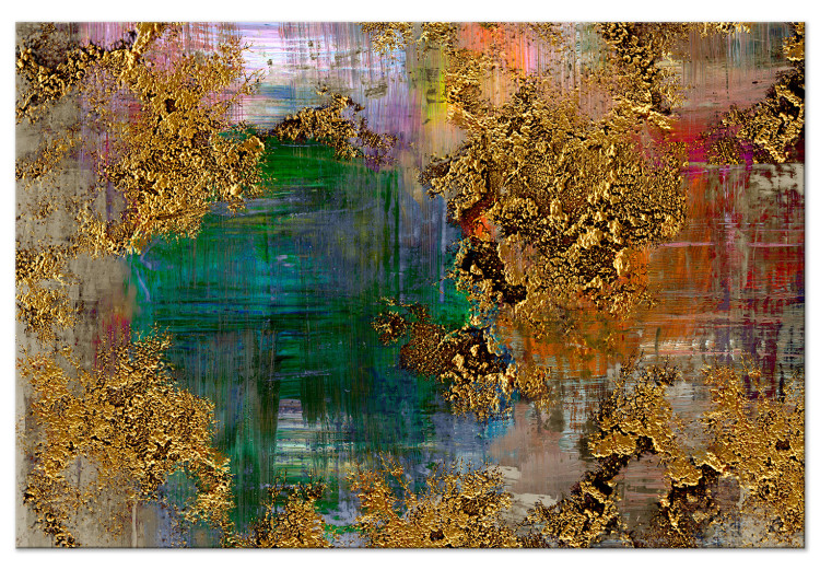 Canvas Gift (1-piece) Wide - abstraction with a touch of golden texture 137512