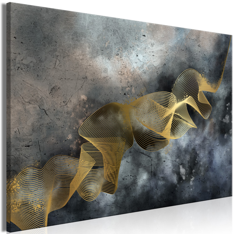 Canvas Linearity of Time (1-piece) Wide - golden abstraction and dark background 138112 additionalImage 2