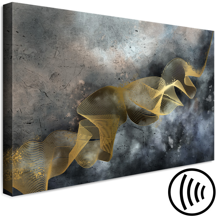 Canvas Linearity of Time (1-piece) Wide - golden abstraction and dark background 138112 additionalImage 6