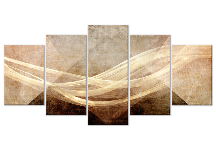 Canvas Art Print Desert Wind (5-piece) Wide - abstraction in sunny waves 143512