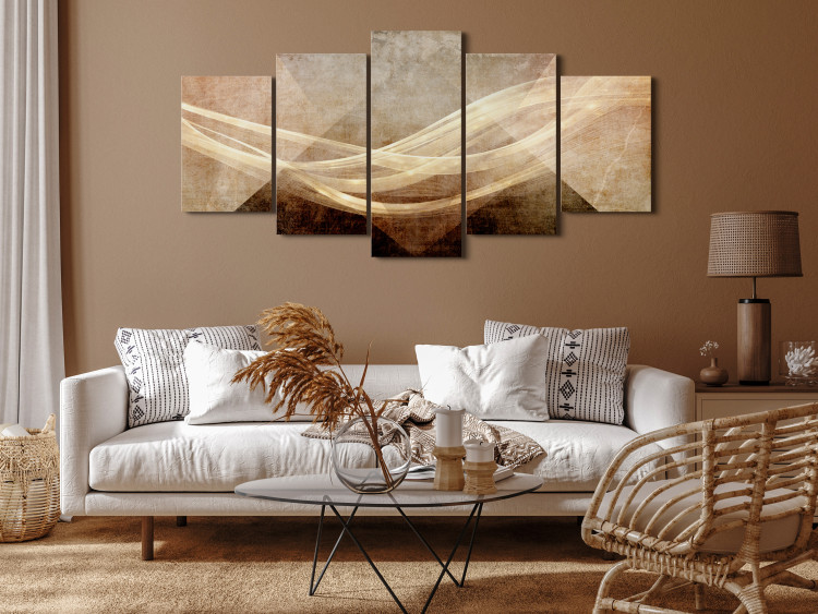 Canvas Art Print Desert Wind (5-piece) Wide - abstraction in sunny waves 143512 additionalImage 3