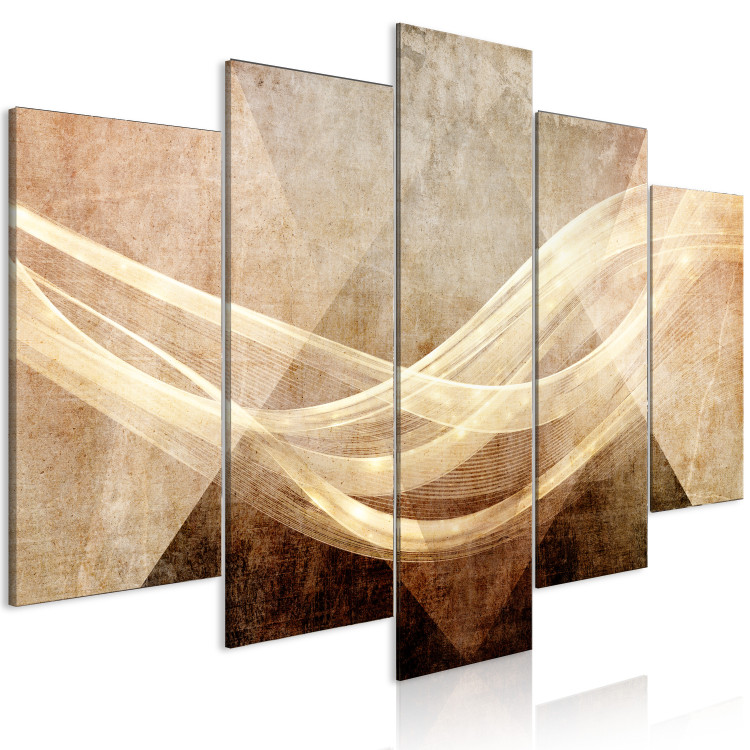 Canvas Art Print Desert Wind (5-piece) Wide - abstraction in sunny waves 143512 additionalImage 2