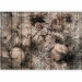 Photo Wallpaper Vintage - flowers in beige tones on a textured background of wood planks 144112 additionalThumb 1