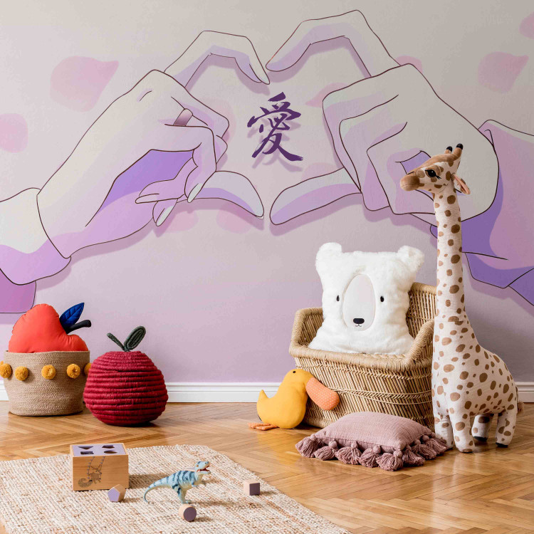 Wall Mural Anime Love - Purple Hand Drawn Heart Graphic Drawn in Manga Style 145512 additionalImage 4