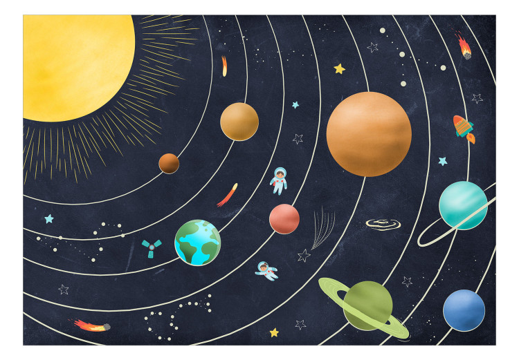 Photo Wallpaper Colorful Solar System - Galaxy With Colorful Planets and Stars 149212 additionalImage 1
