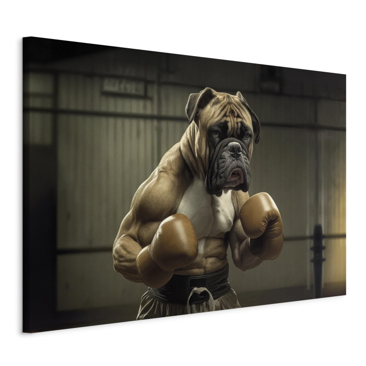 Canvas Art Print AI Boxer Dog - Fantasy Portrait of a Strong Animal in the Ring - Horizontal 150112 additionalImage 2