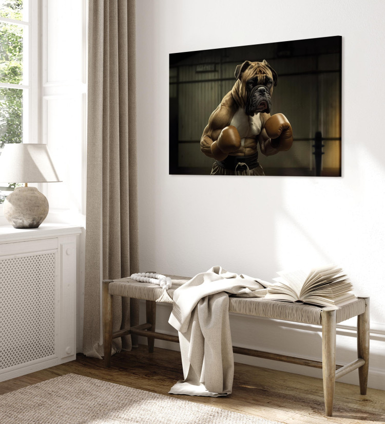 Canvas Art Print AI Boxer Dog - Fantasy Portrait of a Strong Animal in the Ring - Horizontal 150112 additionalImage 4