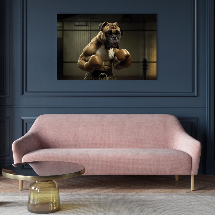 Canvas Art Print AI Boxer Dog - Fantasy Portrait of a Strong Animal in the Ring - Horizontal 150112 additionalImage 3