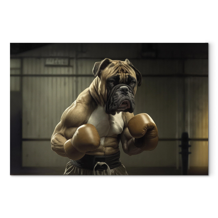 Canvas Art Print AI Boxer Dog - Fantasy Portrait of a Strong Animal in the Ring - Horizontal 150112