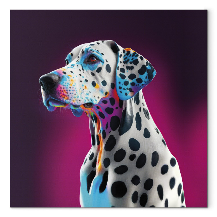 Canvas AI Dalmatian Dog - Spotted Animal in a Pink Room - Square 150212