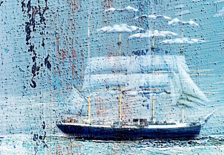 Canvas Blue Water - A Sailing Ship Floating on Foamy Ocean Waves 151812 additionalImage 5