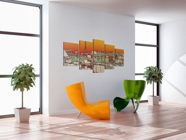 Canvas Art Print Parisian sky in orange colour 55612 additionalImage 3
