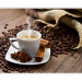 Wall Mural Coffee - grains scattered near cup on wooden background for kitchen 60212 additionalThumb 1
