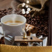 Wall Mural Coffee - grains scattered near cup on wooden background for kitchen 60212 additionalThumb 6