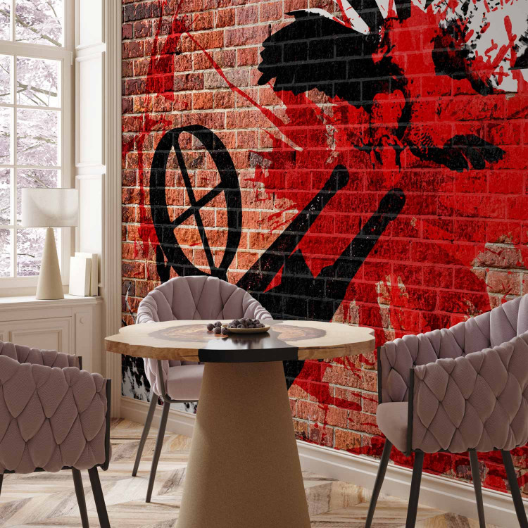 Photo Wallpaper Hunted - Street Art Mural on a Red Brick Surface 60512 additionalImage 7