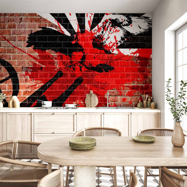 Photo Wallpaper Hunted - Street Art Mural on a Red Brick Surface 60512 additionalImage 6