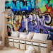 Photo Wallpaper Graffiti Wall - Street Art Mural with a Red Cat and Colorful Inscriptions 60612 additionalThumb 5