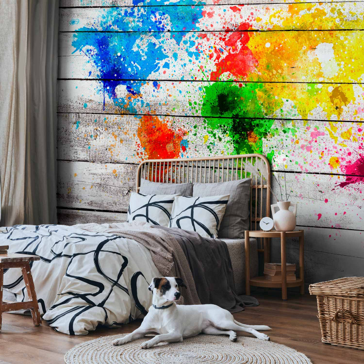Wall Mural Coloured spots - world map created in a pattern of multicoloured spots 90212 additionalImage 2