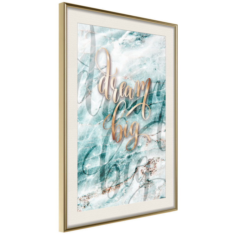 Poster Dream big - composition with golden text on a marble-textured background 114322 additionalImage 2