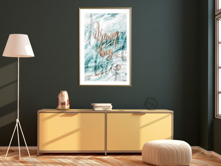 Poster Dream big - composition with golden text on a marble-textured background 114322 additionalImage 15