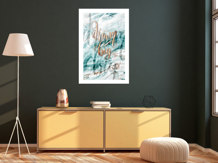 Poster Dream big - composition with golden text on a marble-textured background 114322 additionalImage 4