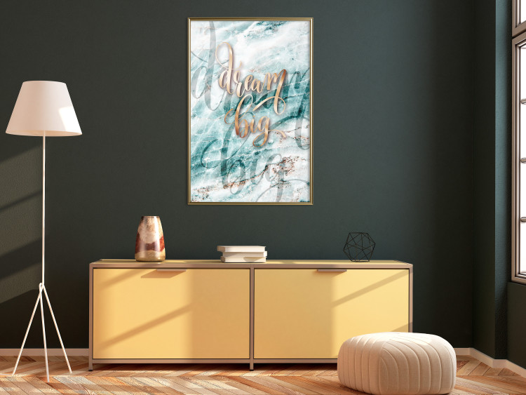 Poster Dream big - composition with golden text on a marble-textured background 114322 additionalImage 7