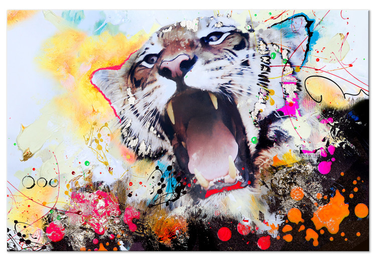 Canvas Print Pop Art Roar of Nature (1-part) - Animal in Explosion of Colors 114522