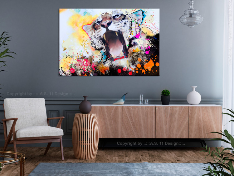 Canvas Print Pop Art Roar of Nature (1-part) - Animal in Explosion of Colors 114522 additionalImage 3