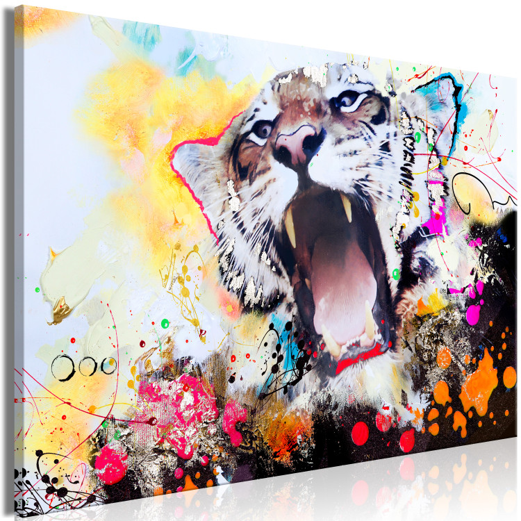 Canvas Print Pop Art Roar of Nature (1-part) - Animal in Explosion of Colors 114522 additionalImage 2