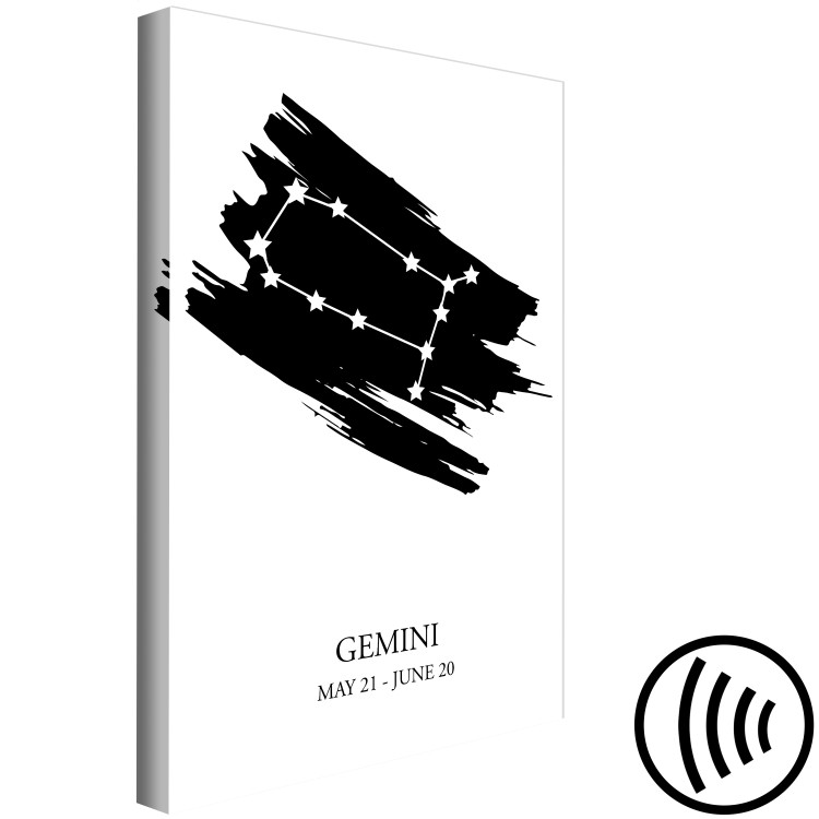 Canvas Print Zodiac Sign Gemini (1-Piece) - Black and White Graphic Design 114822 additionalImage 6