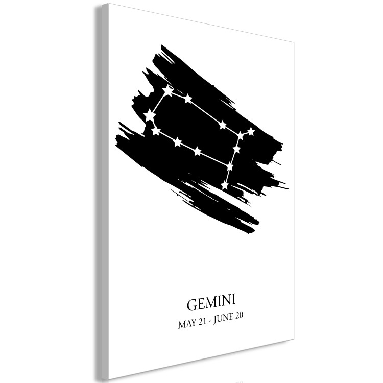 Canvas Print Zodiac Sign Gemini (1-Piece) - Black and White Graphic Design 114822 additionalImage 2