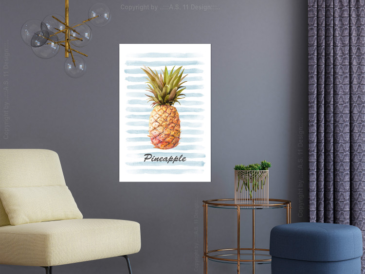 Poster Pineapple and Stripes - colorful composition with a tropical fruit and text 115322 additionalImage 23