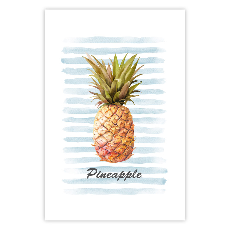 Poster Pineapple and Stripes - colorful composition with a tropical fruit and text 115322 additionalImage 25