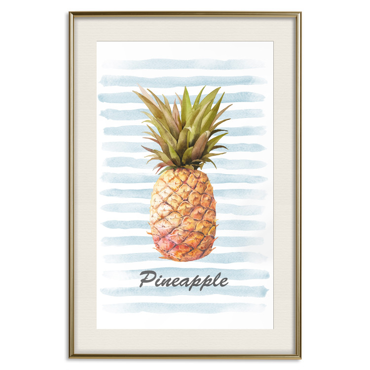 Poster Pineapple and Stripes - colorful composition with a tropical fruit and text 115322 additionalImage 19