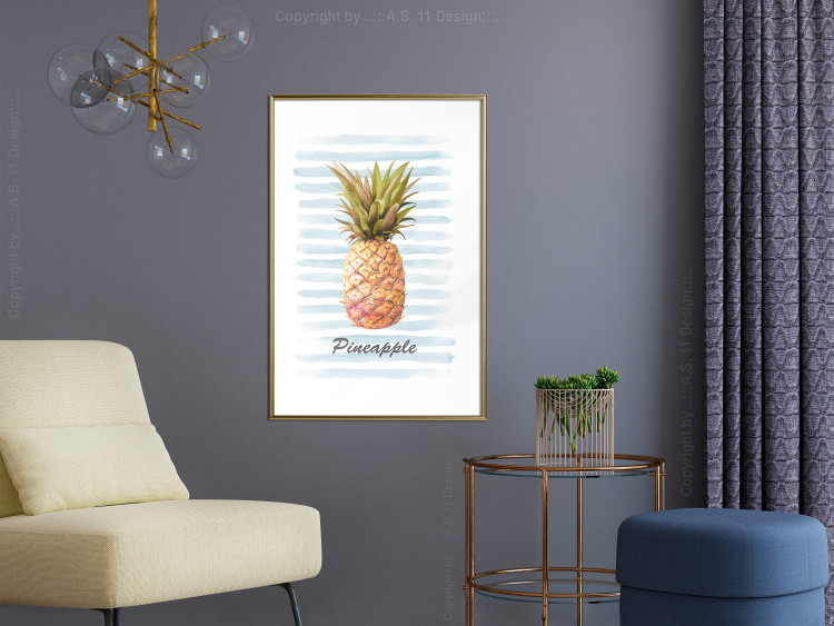 Poster Pineapple and Stripes - colorful composition with a tropical fruit and text 115322 additionalImage 15