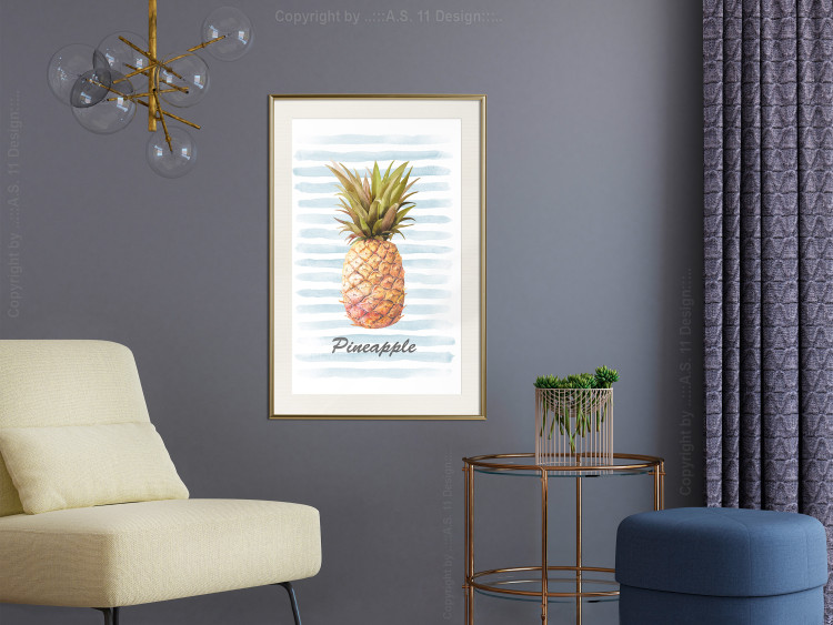 Poster Pineapple and Stripes - colorful composition with a tropical fruit and text 115322 additionalImage 21