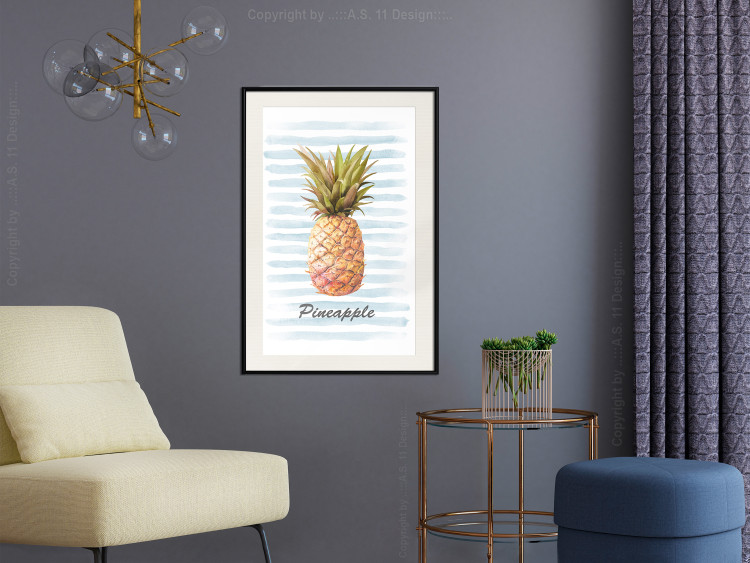 Poster Pineapple and Stripes - colorful composition with a tropical fruit and text 115322 additionalImage 22