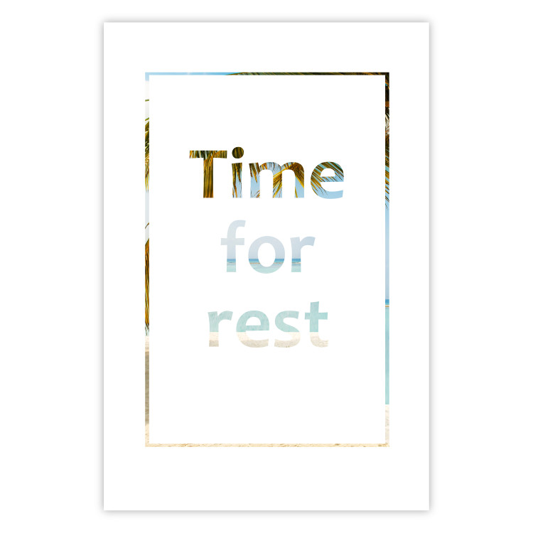 Wall Poster Time for Rest - English text with a glimpse into a tropical landscape 123222