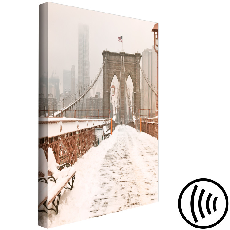 Canvas Art Print Brooklyn Bridge in snow and fog - New York City architecture photo 123822 additionalImage 6