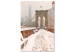 Canvas Art Print Brooklyn Bridge in snow and fog - New York City architecture photo 123822