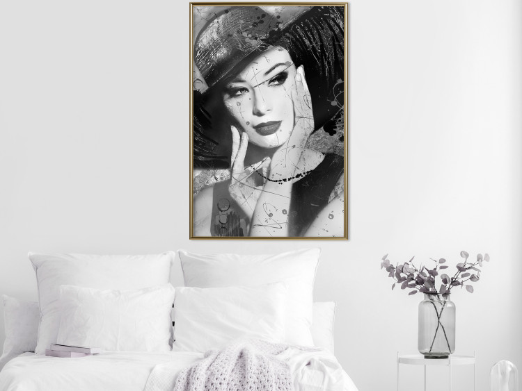 Wall Poster Diva - black and white portrait of woman with expressive lips and eyes 123922 additionalImage 5