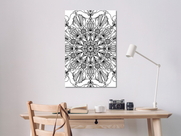 Canvas Art Print Mandala - black oriental pattern on white background 124422 additionalImage 3