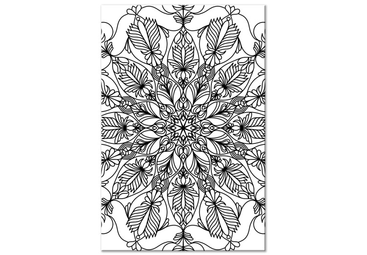 Canvas Art Print Mandala - black oriental pattern on white background 124422