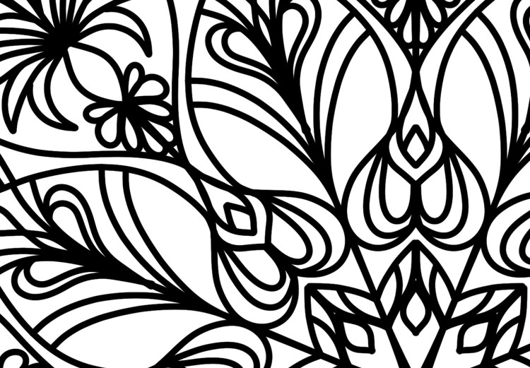 Canvas Art Print Mandala - black oriental pattern on white background 124422 additionalImage 4