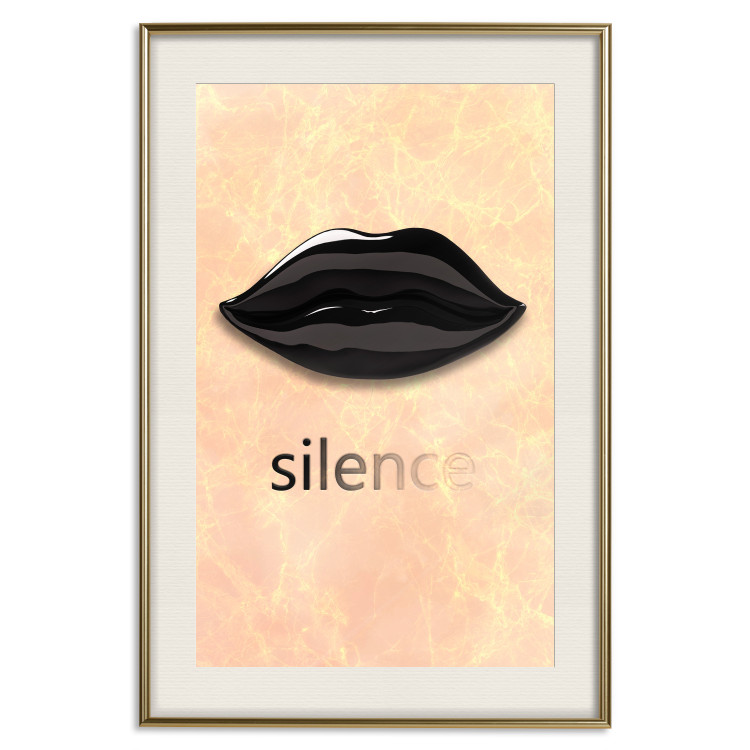 Poster Sweet Silence - English text and black glossy lips 125722 additionalImage 27