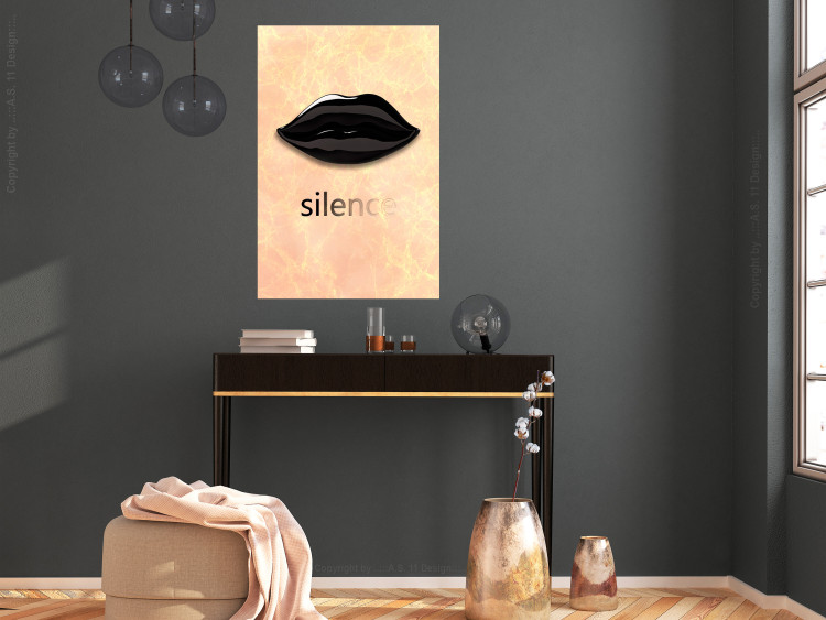 Poster Sweet Silence - English text and black glossy lips 125722 additionalImage 25