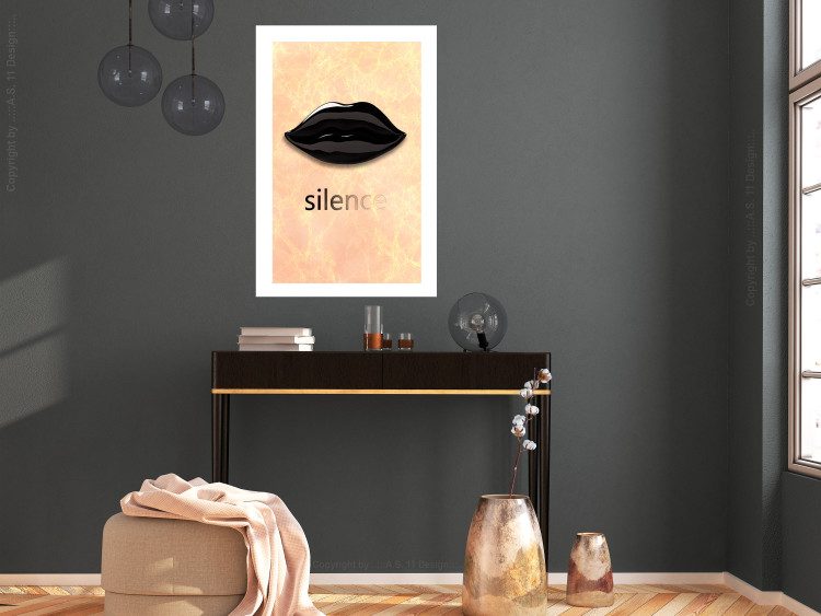 Poster Sweet Silence - English text and black glossy lips 125722 additionalImage 2