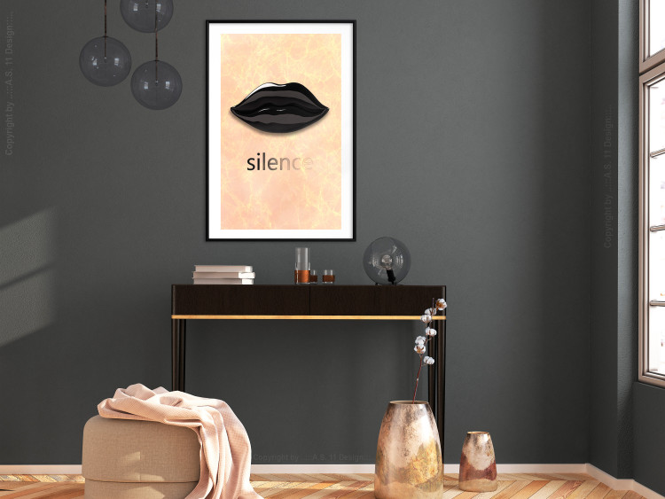 Poster Sweet Silence - English text and black glossy lips 125722 additionalImage 4