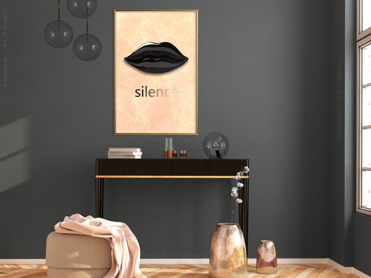 Poster Sweet Silence - English text and black glossy lips 125722 additionalImage 5