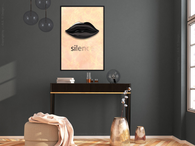 Poster Sweet Silence - English text and black glossy lips 125722 additionalImage 5